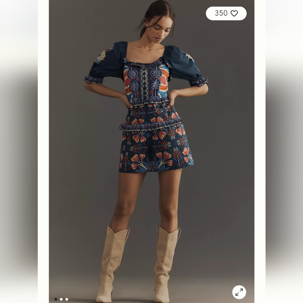 FARM Rio Blue and Orange Floral Jumpsuit